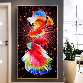 tranh thêu vũ điệu song ngư 62*115cm