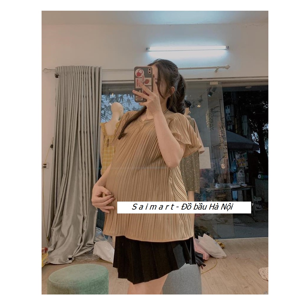 Áo Bầu Xếp Ly - Vải Voan Lụa Đẹp Nhẹ Nhàng - Dáng trẻ trung - Mẫu mới