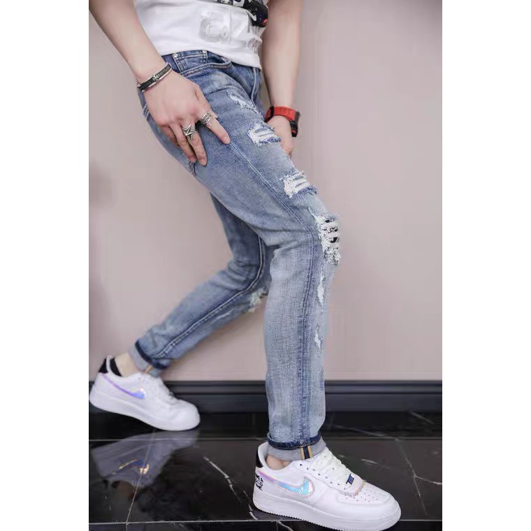 Quần Jean Nam Rách- Quần Bò Nam co dãn ôm form tôn dáng chuẩn, quần jean thời trang cao cấp nam Muradfashion mẫu NT511