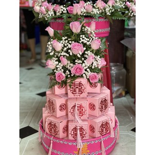 Combo 100c Hộp quà cưới màu hồng size 7,5cm - Hộp đựng bánh, kẹo, socola trong ngày cưới