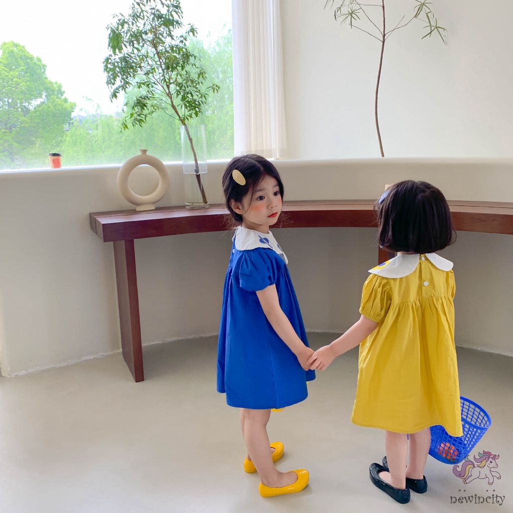 Đầm Công Chúa Tay Ngắn In Hoa Kiểu Hàn Quốc Thời Trang Mùa Hè Cho Bé Gái