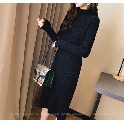 Váy len cổ lọ dáng dài dày ấm 2021