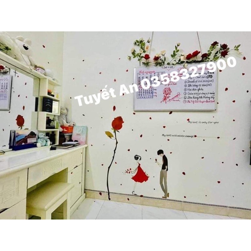 Decal dán tường các mẫu phòng ngủ  kèm ảnh thật và kích thước