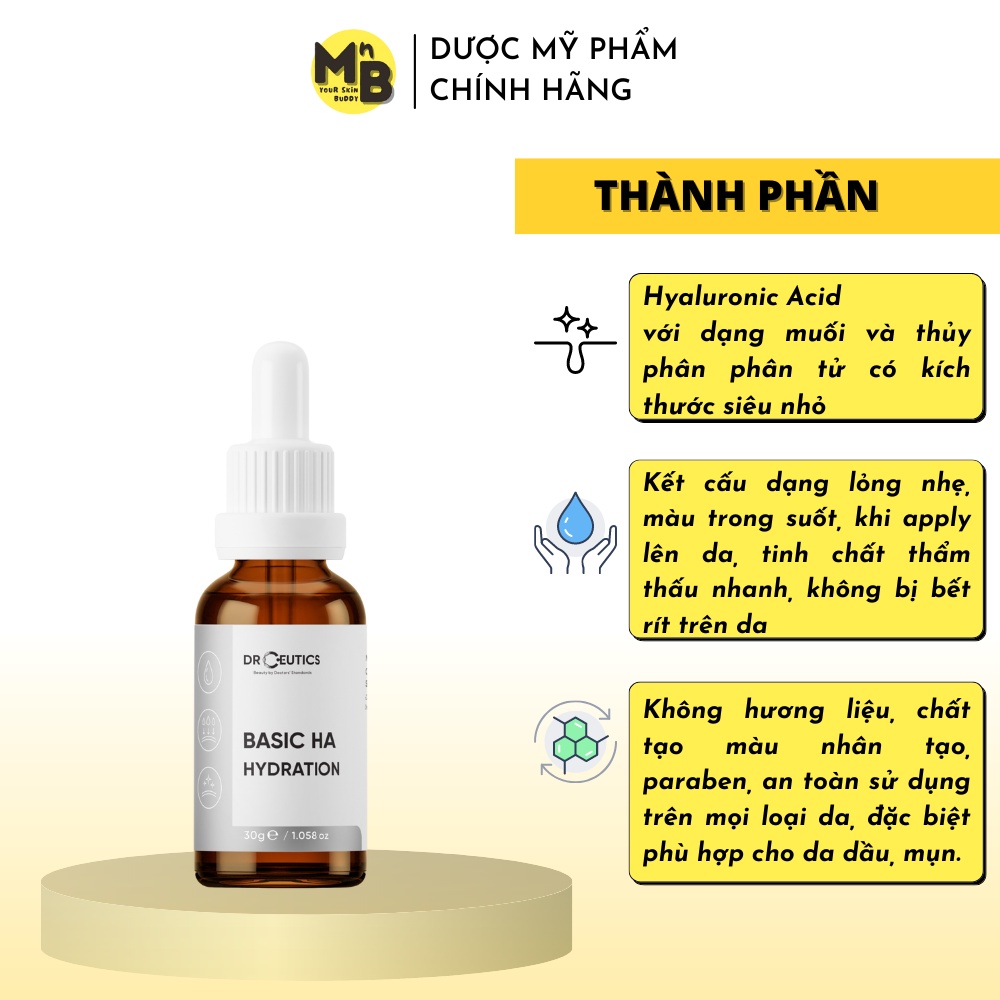 Tinh chất Basic HA Hydration DrCeutics Serum Cho Da Dầu Mụn 30ml 100ml