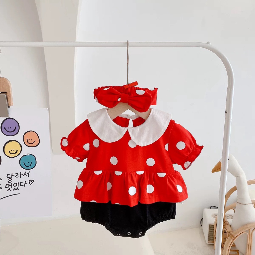 Set đồ váy yếm bé gái chuột MicKey dễ thương, hàng quảng châu cao cấp