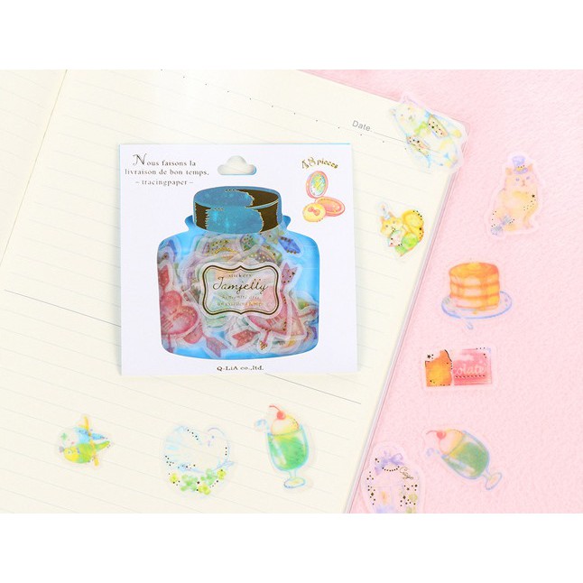 Set 48 Sticker Họa Tiết Hoạt Hình Ánh Kim Dùng Trang Trí Sổ Tay Planner Tiện Lợi Tz30 Bộ Miếng Dán Có Nhũ Ghi Chú DIY