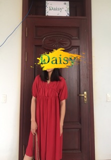 Váy bầu ( Đầm bầu) (Ảnh thật) Váy đỏ tay lỡ