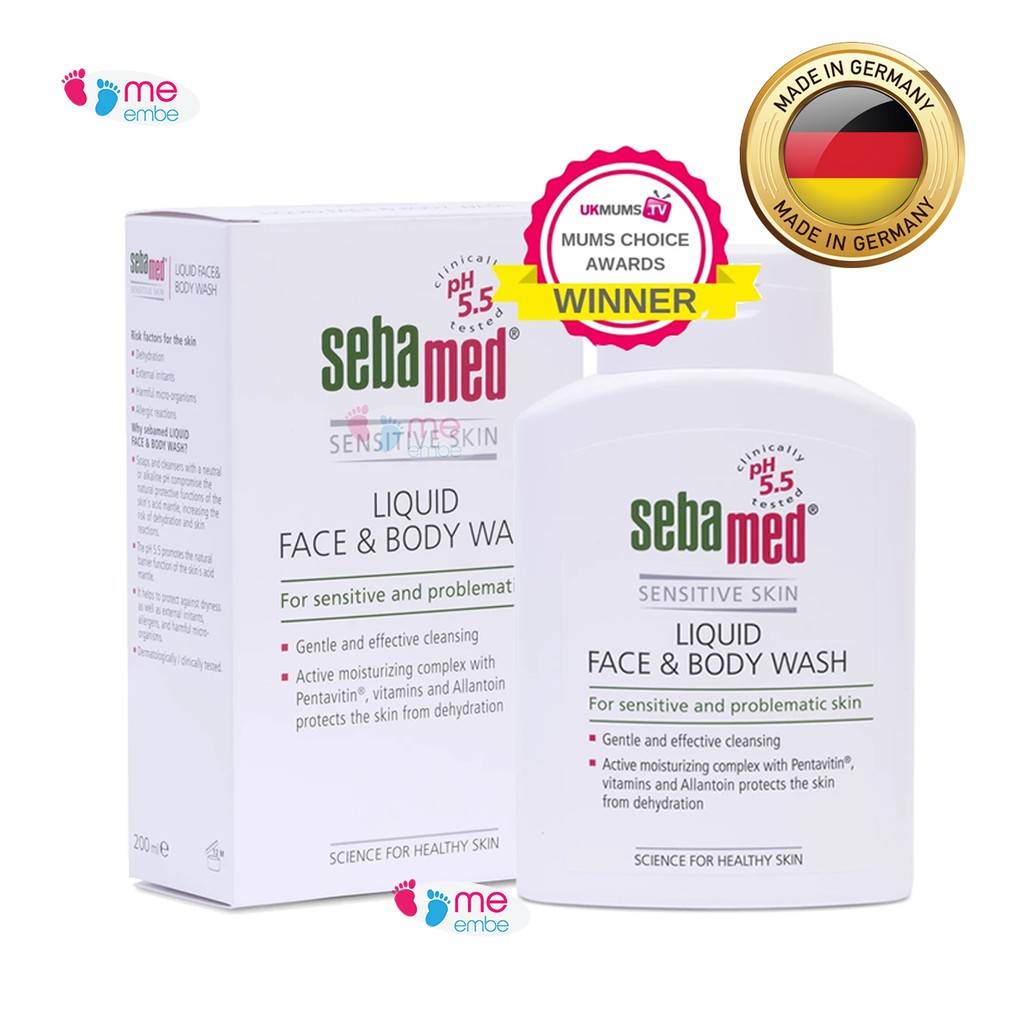 Sebamed Sữa rửa mặt và tắm toàn thân cho da nhạy cảm Sebamed pH5.5 200ml [Nhập Khẩu Chính Hãng]