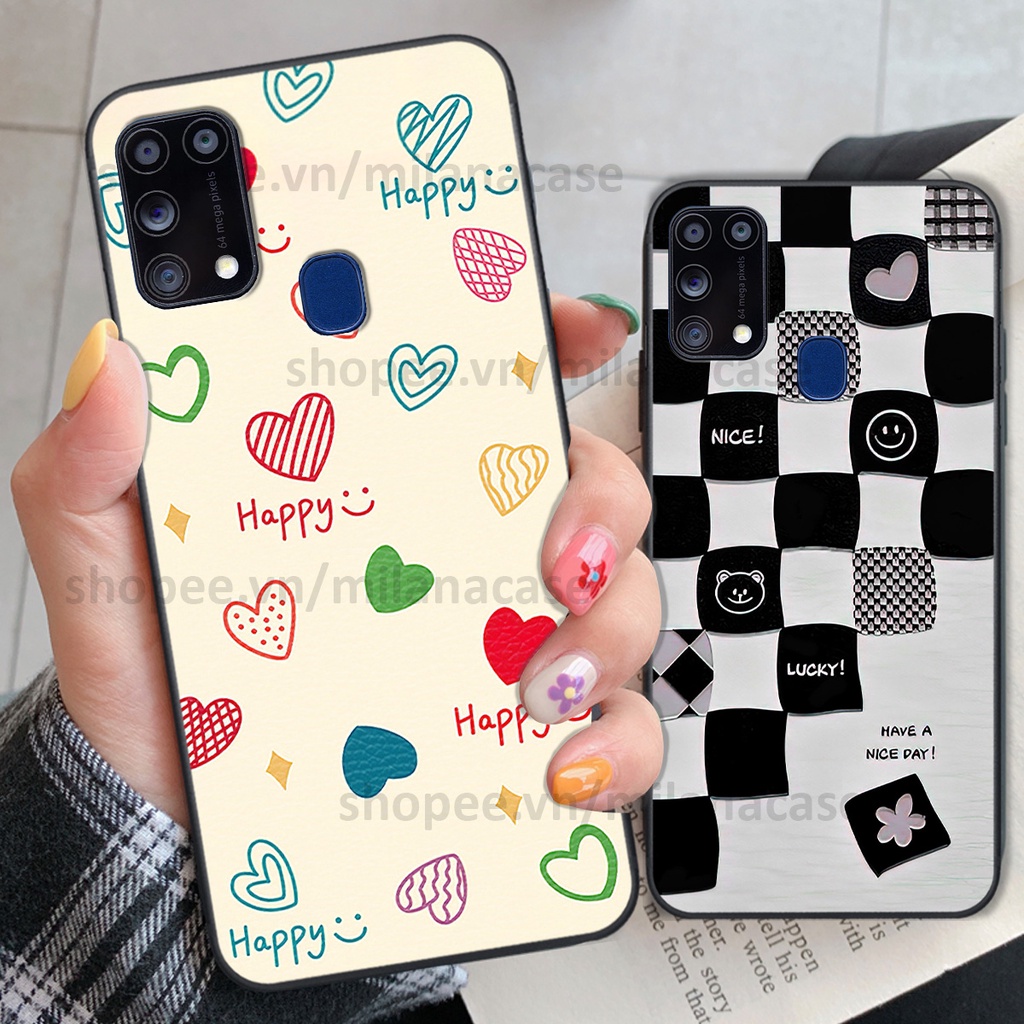 Ốp Samsung M31 in hình caro trái tim siêu đẹp, siêu nét đầy phong cách cá tính