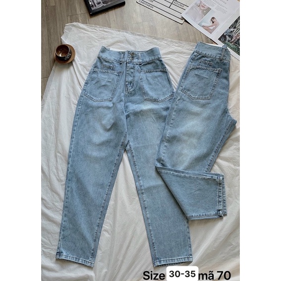 Bigsize(30-35) Quần Bagyy Jeans Nữ 2 Nút 2 Túi VNXkFreeship Size Lớn Chất Xịn Ms 70 - TC Shop Jeans
