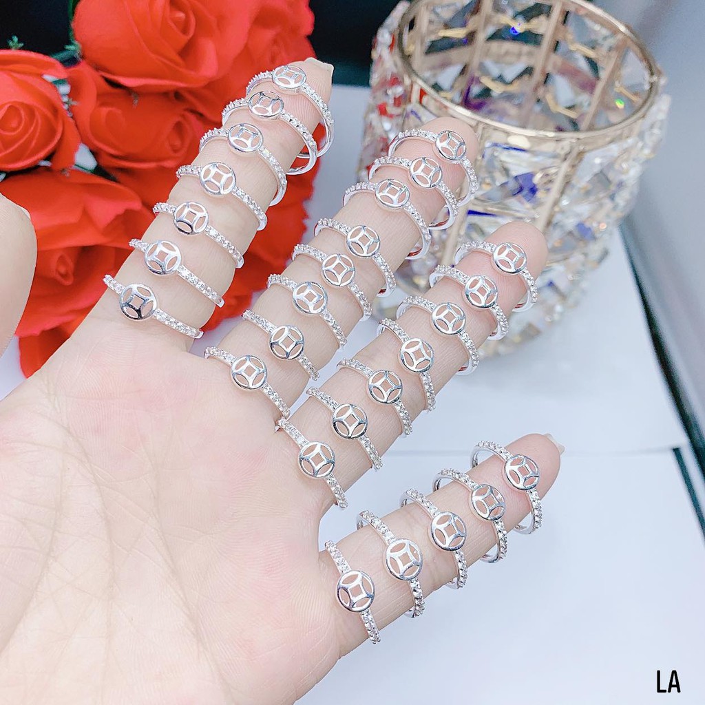 Nhẫn một viền đá mới mix kim tiền bạc ta nguyên chất