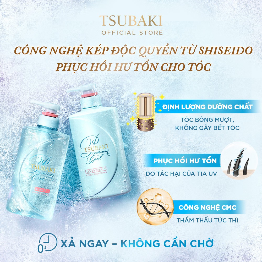 Combo Bộ Dầu Gội - Dầu Xả, Nạ Tóc Dưỡng Mềm Và Phục Hồi Tóc Tsubaki Premium Vàng Đỏ Xanh Stubaki (490ml/chai)