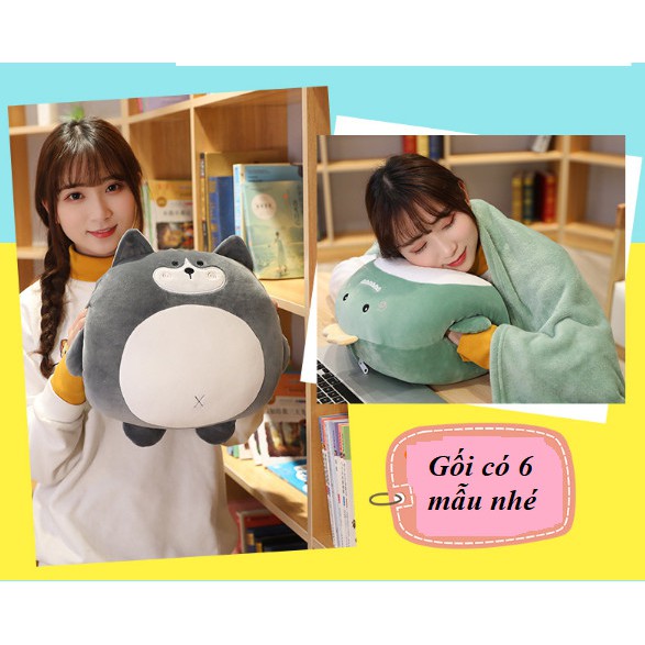 Gối mền heo con  nỉ nhung cực mềm mịn chăn lông  3 trong 1 siêu cute