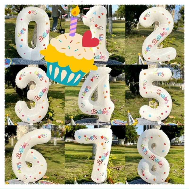 BÓNG SỐ TRANG TRÍ MÀU TRẮNG TỪ 0-9 CAO 70CM