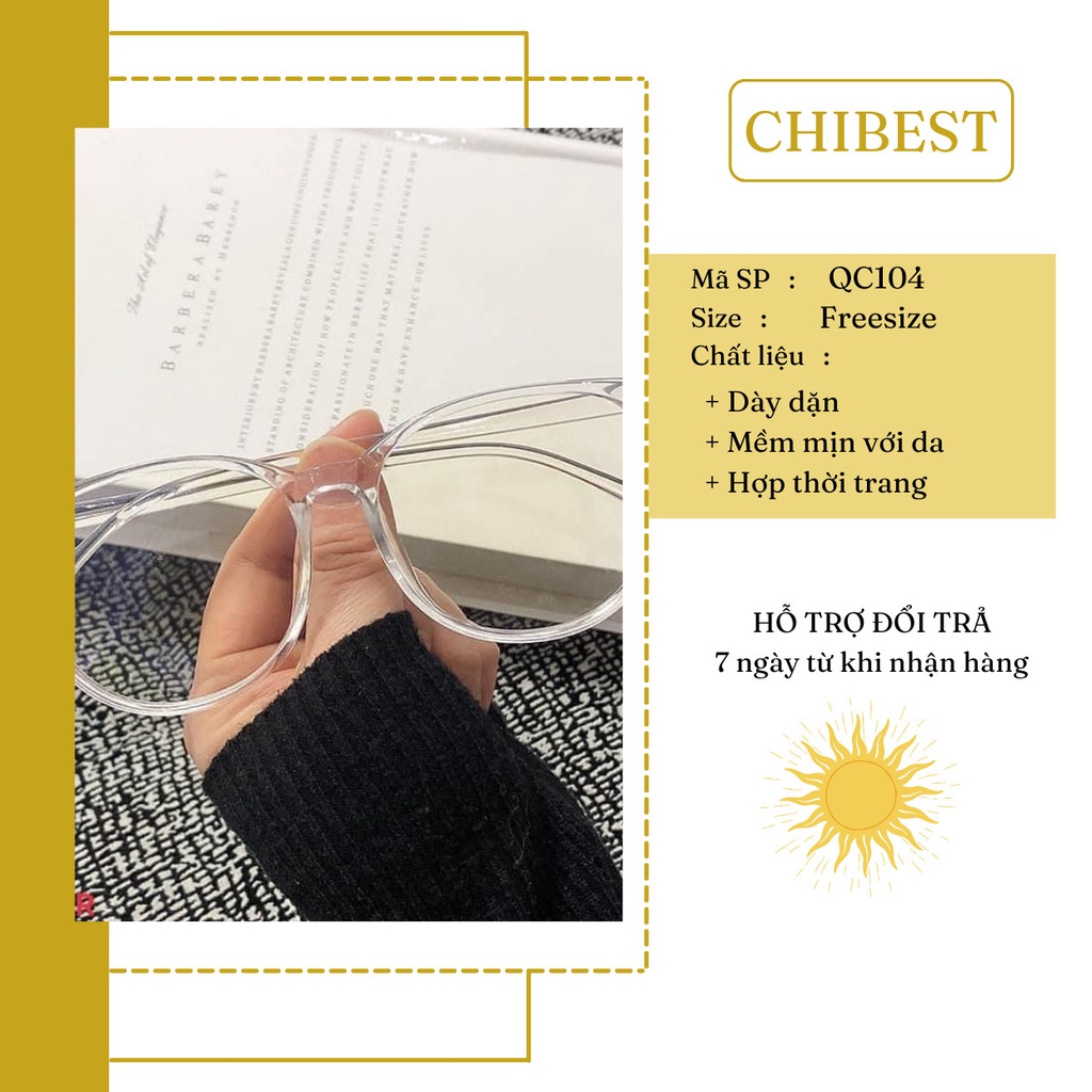 Kính mát nhựa trong Vừa nhẹ nhàng sang sịn vừa chống được ánh sáng mặt trời bảo vệ mắt CHIBEST QC104