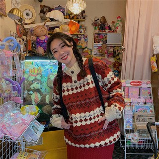 Set len họa tiết thổ cẩm đỏ ulzzang