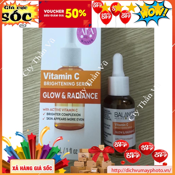 Tinh Chất Sáng Da, Mờ Thâm Nám, Tàn Nhang Serum Vitamin C Balance Brightening Glow &amp; Radiance Active Formula 30ml