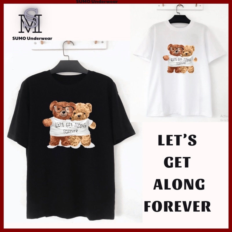 Áo thun nam nữ  phom  rộng in hình gấu đôi,100% cotton cao cấp co dãn 4 chiều. Áo đôi nam nữ. SUMO Underwear.