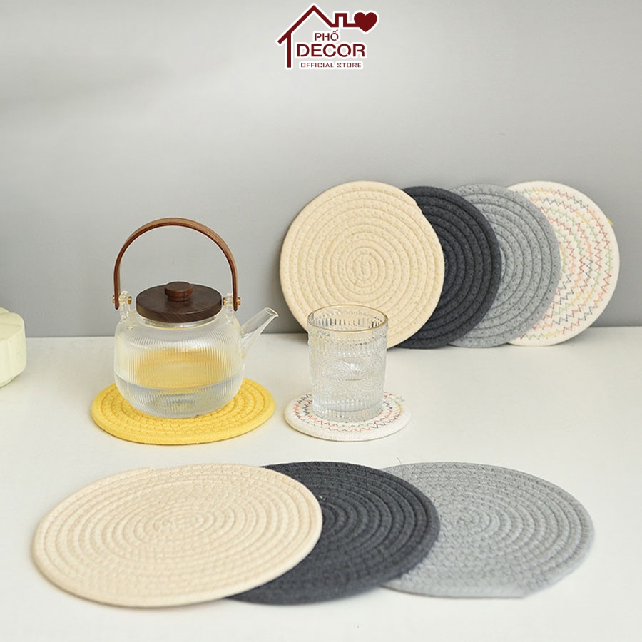 Miếng Lót Cốc Chén Phố Decor Chất Liệu Vải Nhiều Màu Sắc Kích Thước Khác Nhau Thấm Hút Dễ Dàng