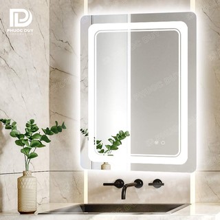 Gương chữ nhật bo góc không viền G10 - Đèn LED phun cát