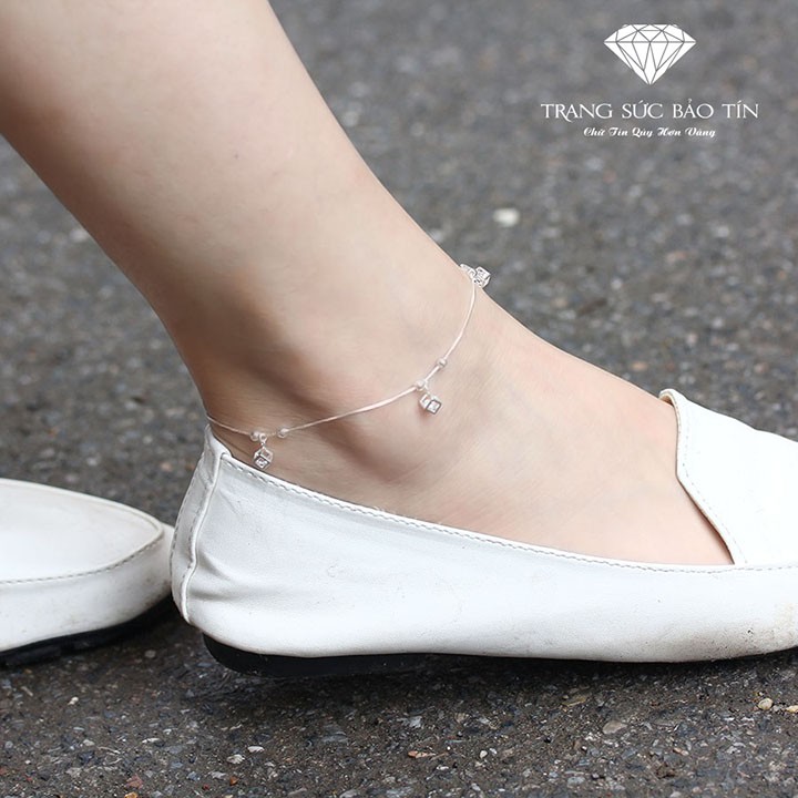LẮC CHÂN BẠC TA NỮ HÌNH KHỐI LẬP PHƯƠNG ĐẸP MẮT, SÁNG LUNG LINH | BigBuy360 - bigbuy360.vn