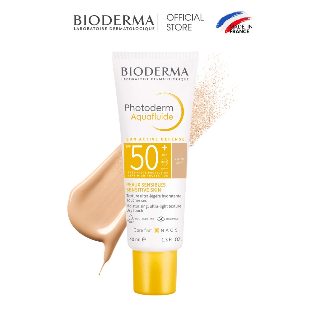 Bộ đôi kem chống nắng cho mọi loại da Bioderma Photoderm Aquafluide SPF50+ Claire 40ml và tẩy trang Sensibio H2O 100ml