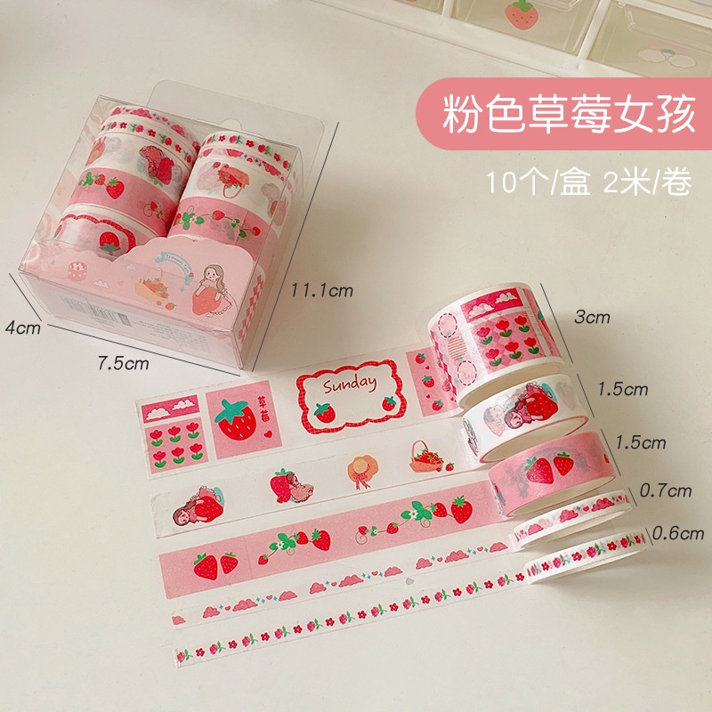 Combo 10 Cuộn Washi Tape Cartoon Hoạt Hình Chủ Đề Đáng Yêu