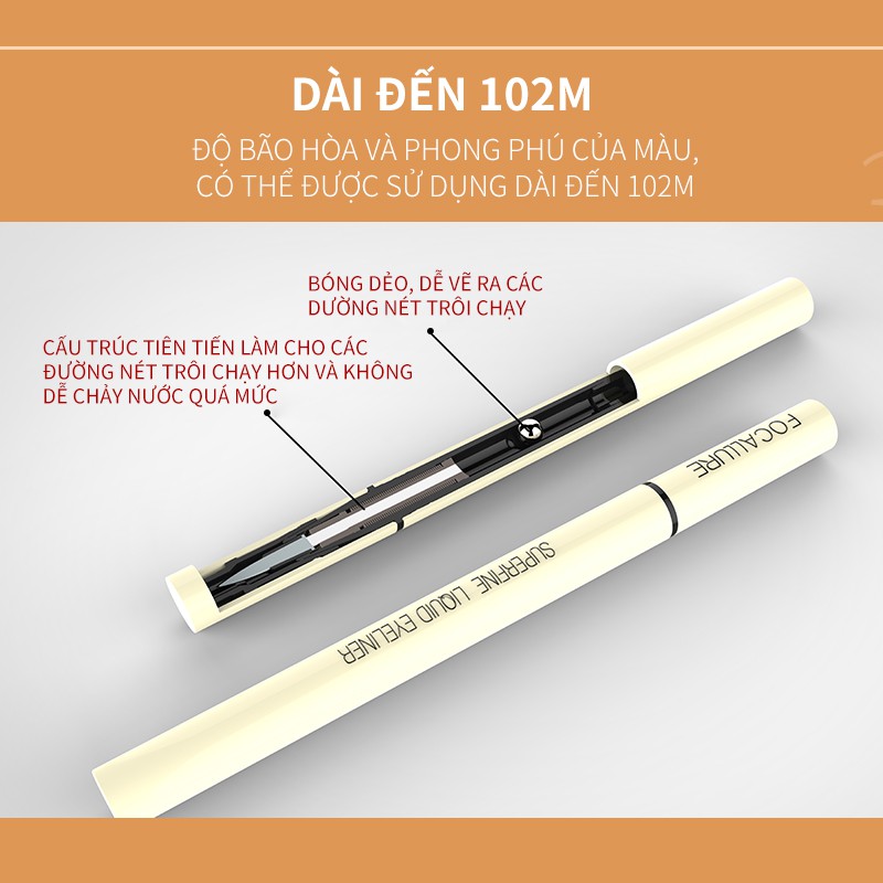 Bút kẻ mắt FOCALLURE dạng lỏng chống thấm nước nhanh khô 0.6g