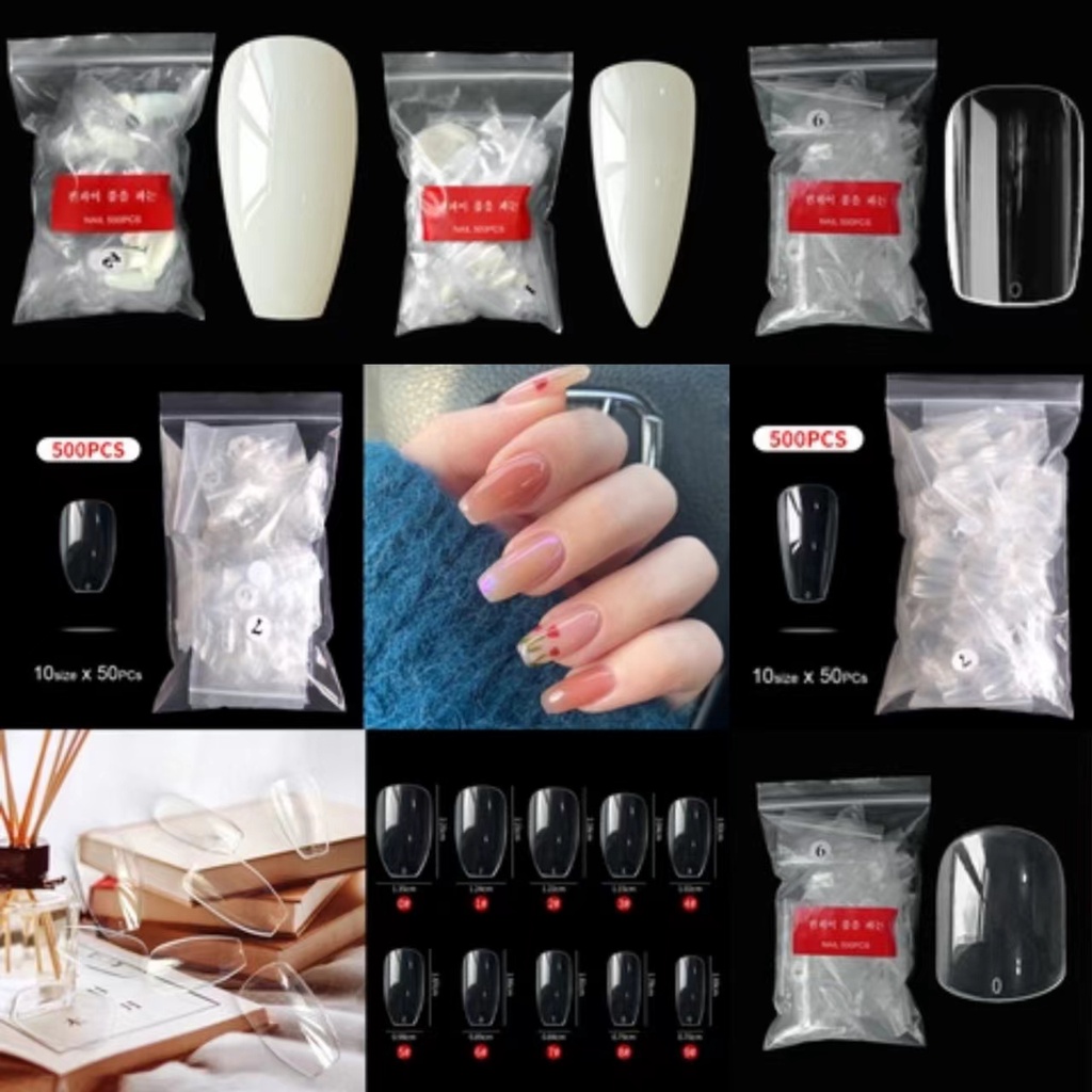 Bộ 500 Móng Tay Giả Trong Suốt DIY