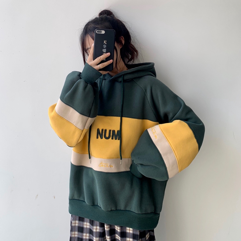 Áo hoodie nữ tay dài dáng rộng phong cách thời trang