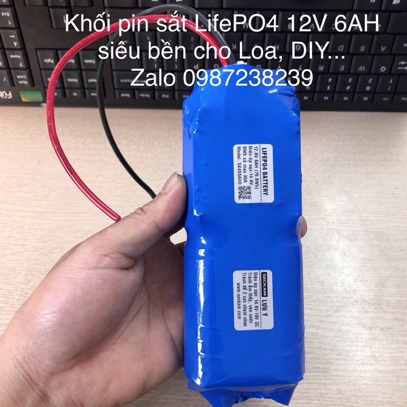 Khối pin sắt LifePo4 12V 5AH siêu bền xả 10A