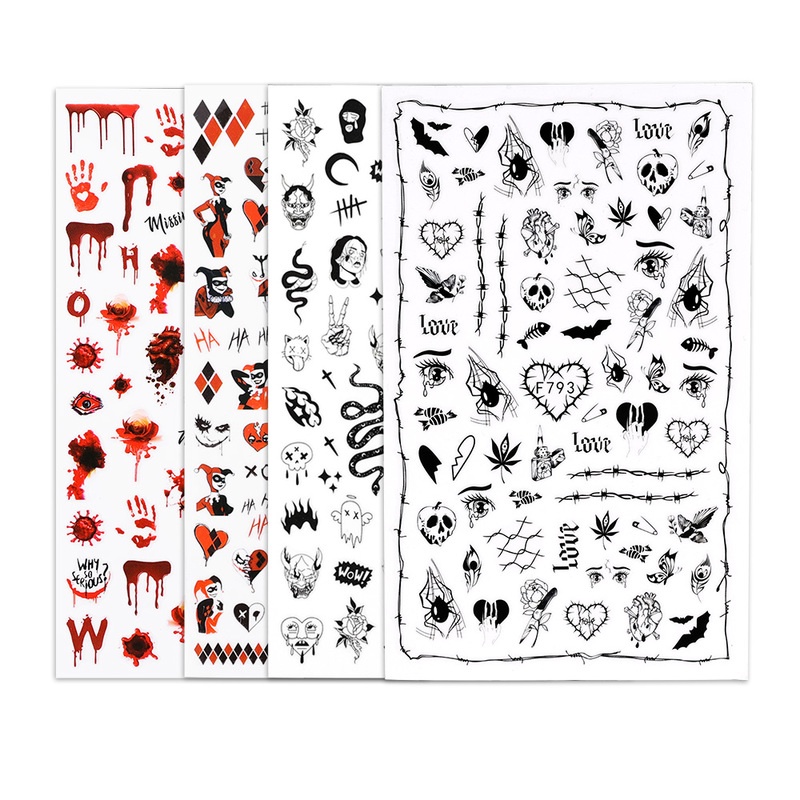 Miếng Dán Trang Trí Móng Tay Hình Đầu Lâu / Rắn / Nhện Phong Cách Gothic Độc Đáo