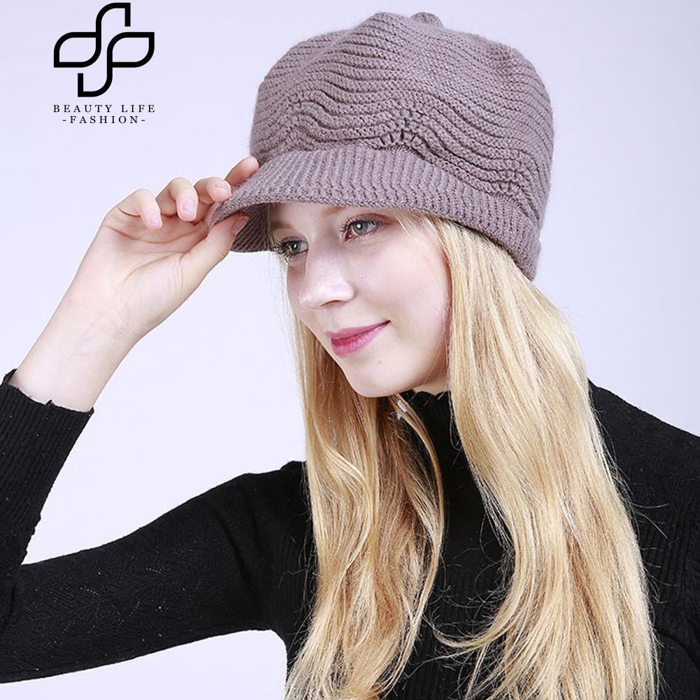 Mũ len giữ ấm vành tròn phong cách thời trang cho phái nữ