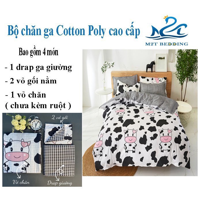 Bộ sưu tập bộ chăn ga gối Cotton Poly M2T Bedding phong cách Hàn Quốc Drap giường cotton hot trend (không kèm ruột)