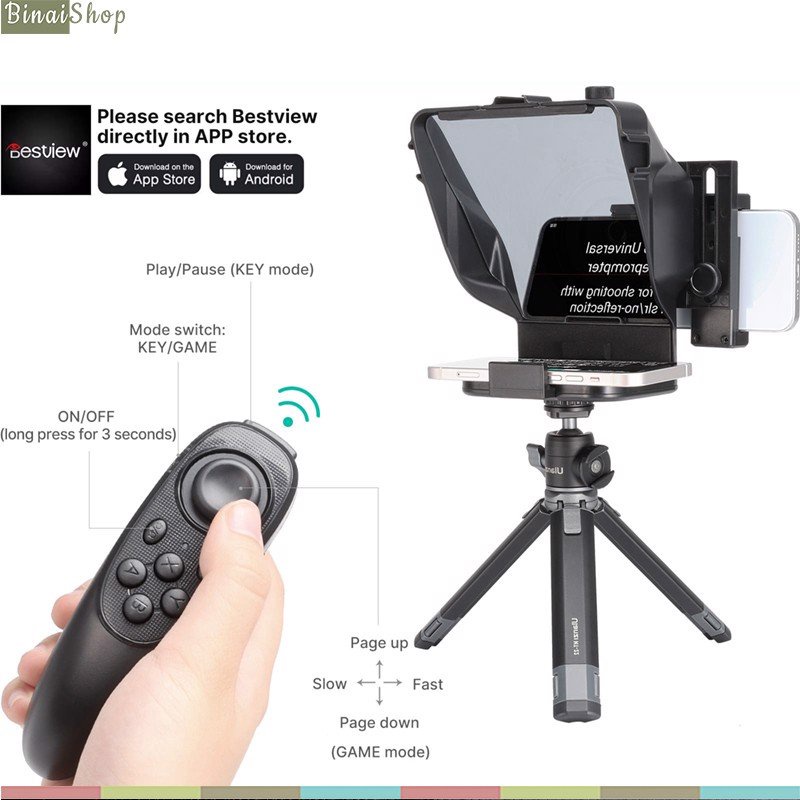 Ulanzi Teleprompter PT-16 - Máy Nhắc Chữ Mini Cho Vlogger, Nhà Báo, Người Thuyết Trình, Dùng Cho Smartphone, Tablet