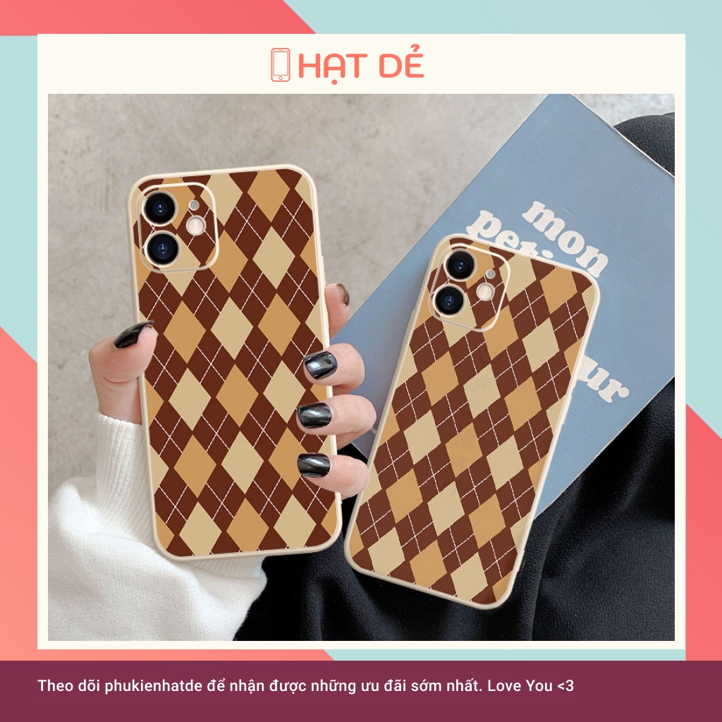 Ốp lưng Nâu Kẻ cho iphone 7plus/8plus/x/xs/xs max/11/11pro max/12/12pro max.