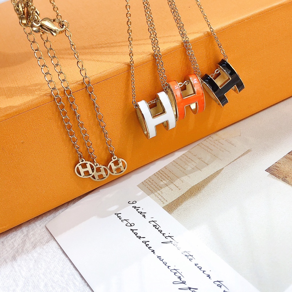 Vòng Cổ Thép Titan Mặt Hình Chữ H Thời Trang Cá Tính