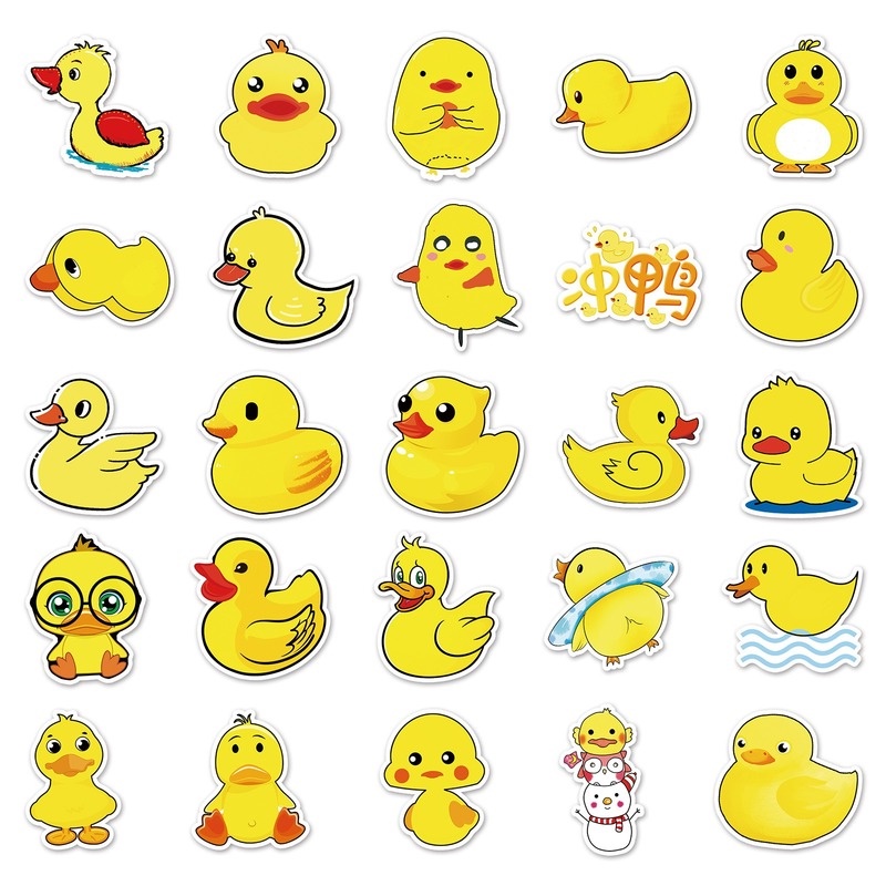 Z & M❀ Miếng Dán Vịt Hoạt Hình ❀ Bộ 50 Sticker Chống Thấm Nước Hình Con Vịt Ngộ Nghĩnh