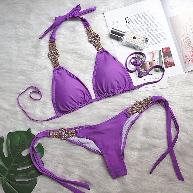[BKN991] &lt;ÂU&gt; SET BIKINI TÍM MIX ĐÁ CHUN MÔNG