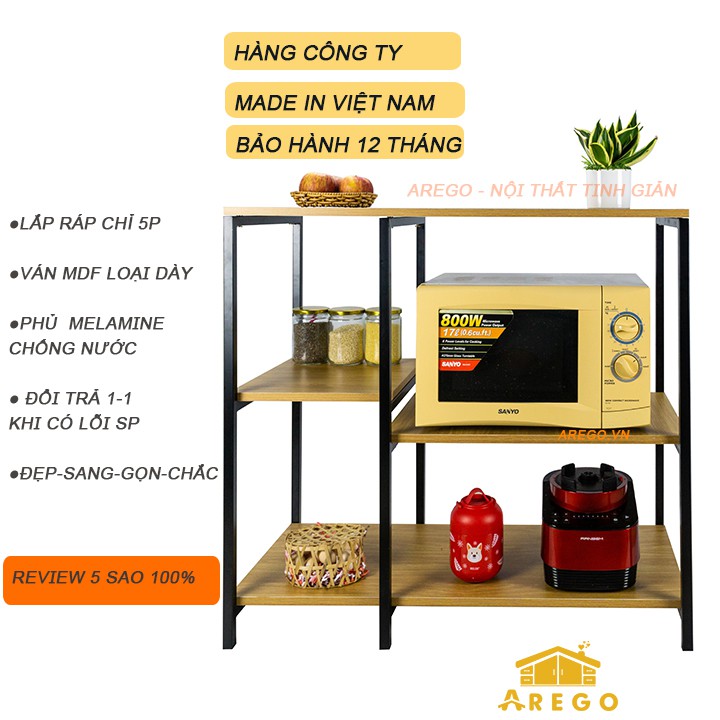 KỆ ĐỂ LÒ VI SÓNG, LÒ NƯỚNG , NỒI CƠM ĐIỆN KỆ NHÀ BẾP LẮP GHÉP 3 TẦNG  AREGO | BigBuy360 - bigbuy360.vn