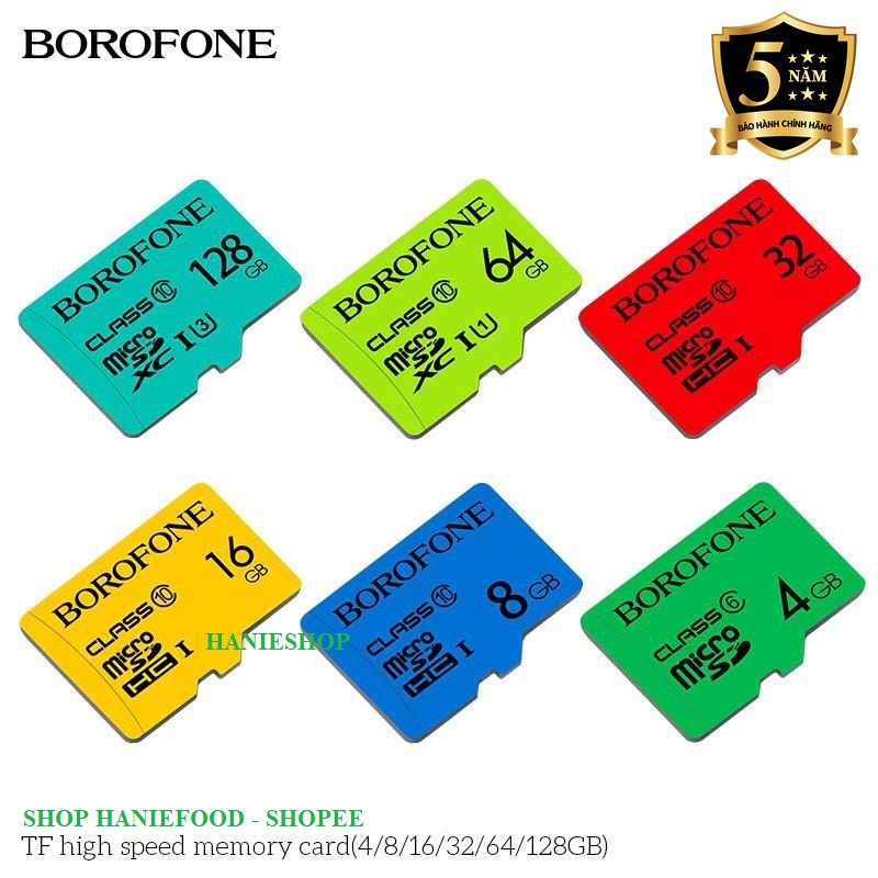 Thẻ Nhớ Micro SD Borofone Class 10 Chính Hãng - Dung lượng 4G/8G/16G/32G/64G/128G