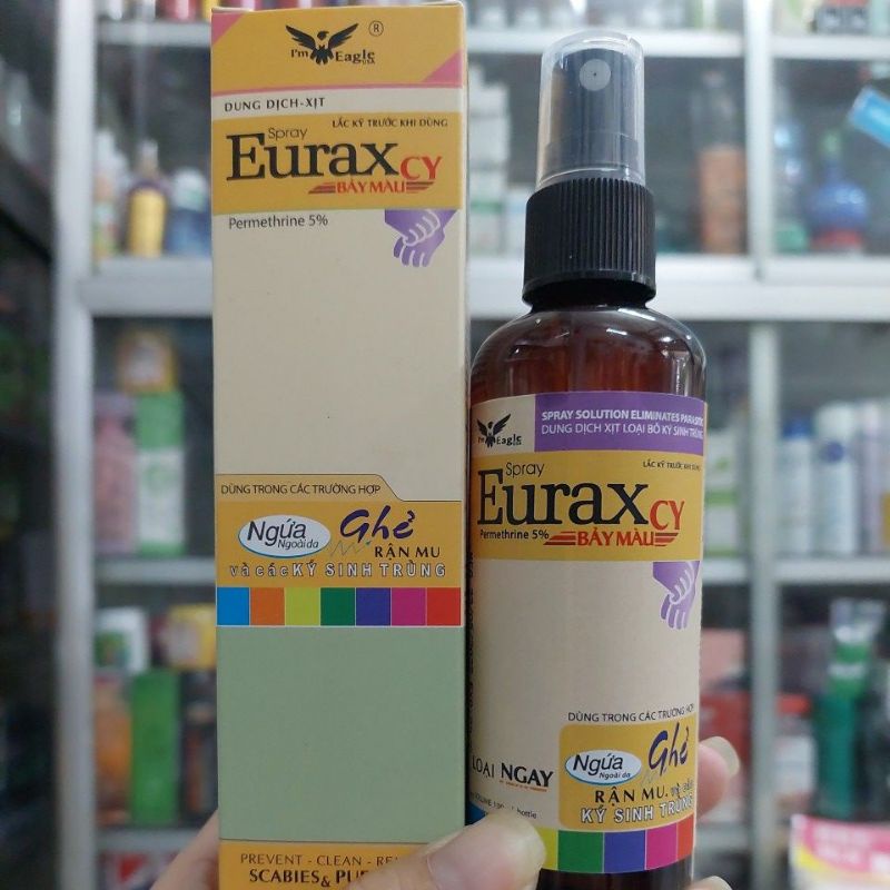 CHAI XỊT CHẶN NGAY CƠN NGỨA 7 MÀU EURAXcy 100ML,LOẠI BỎ GHẺ NGỨA GHẺ NƯỚC, NGỨA DO KÝ SINH TRÙNG