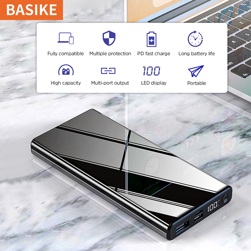 BASIKE 10000mAh Power Bank PD18W fast charge digital display with charging cable