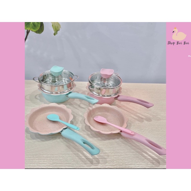 Bộ Nồi Chảo Cho Bé Ăn Dặm BÁN HÒA VỐN LẤY ĐÁNH GIÁ chống dính kèm