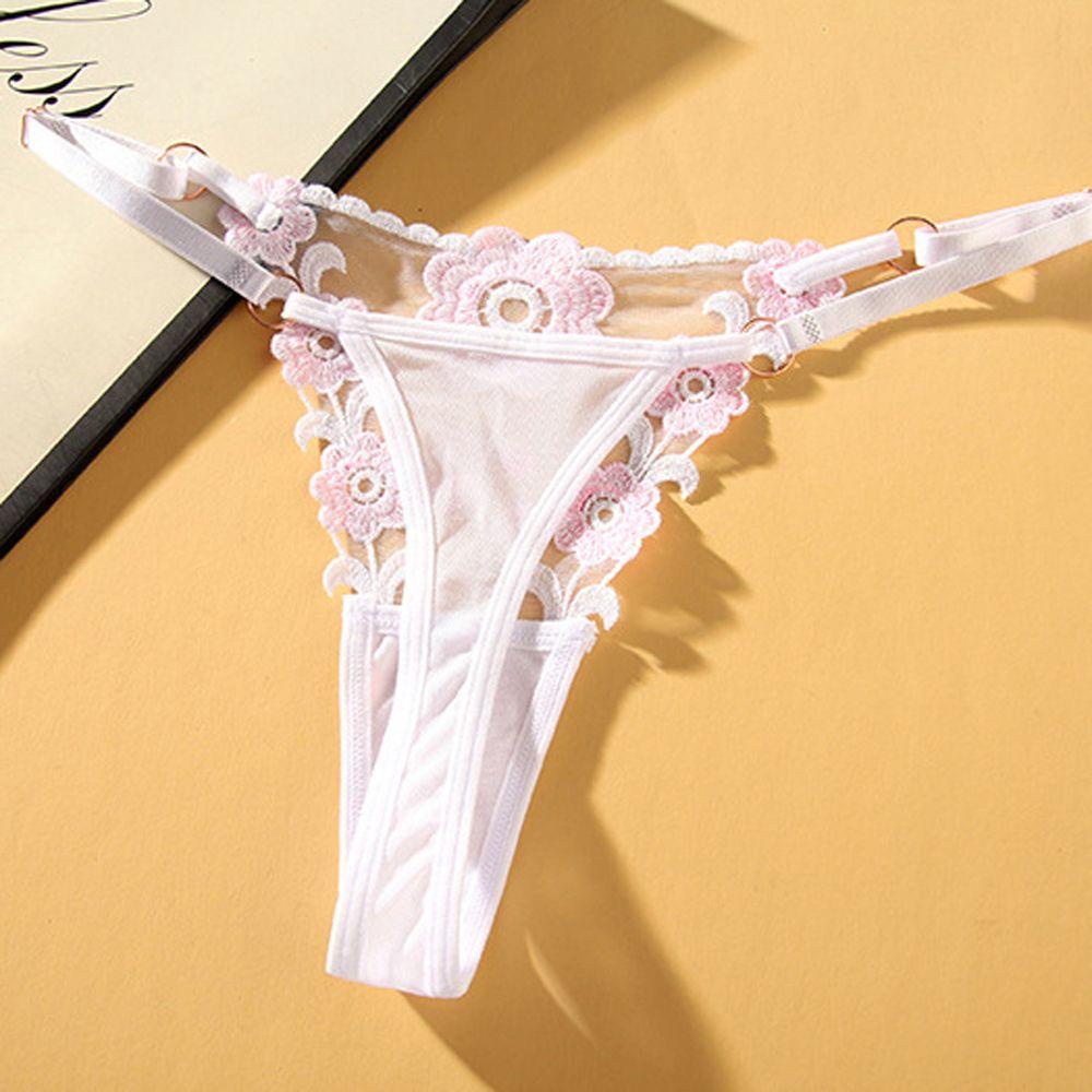 Quần Lót Lọt Khe Phối Ren Hoa Rỗng Màu Sắc Đất Đơn Giản Cho Nữ