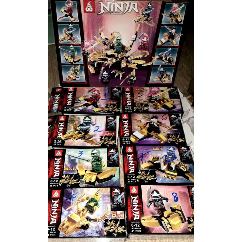 Lắp ráp 1 hộp LegoNinja Rồng Vàng 66030 có nhiều chi tiết bằng nhựa