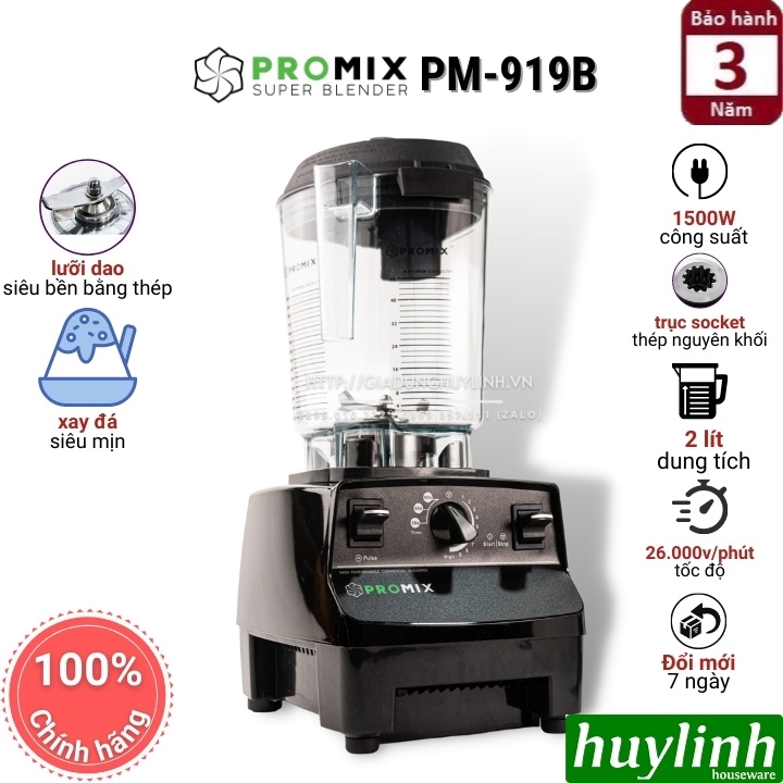 [Mã ELHAMS5 giảm 6% đơn 300K] Máy xay sinh tố công nghiệp Promix PM-919B - 1500W - 2 lít