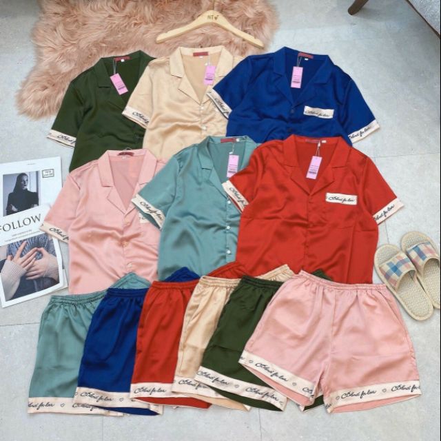 Bộ pijama lụa nhung cộc tay