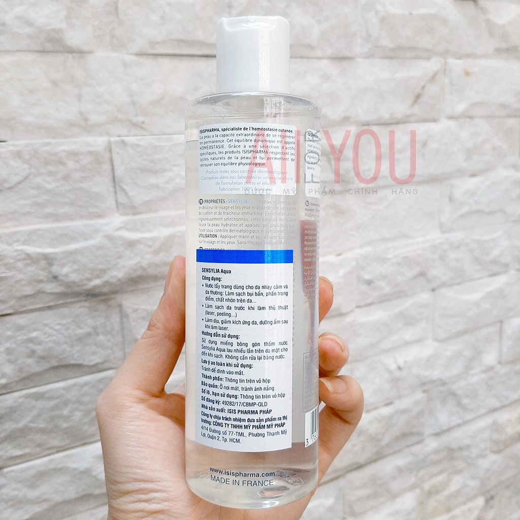 ISIS Pharma Sensylia Aqua 250mL - Nước Tẩy Trang Dưỡng Ẩm Cho Da Nhạy Cảm Và Da Thường.