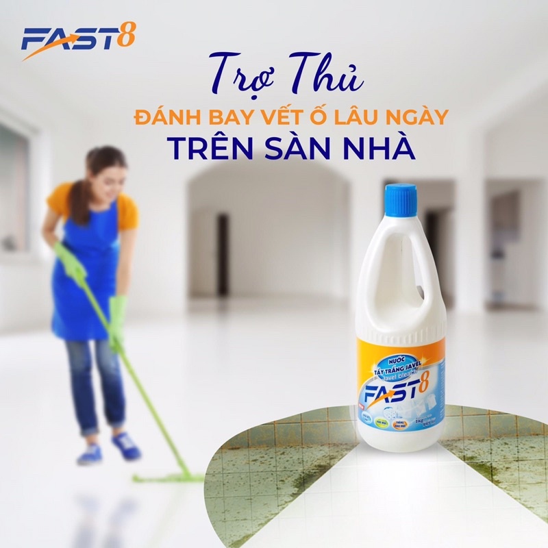 Tầy trắng mốc, tẩy vết bẩn cứng đầu trên cả quần áo màu hương chanh tự nhiên- JAVEL FAST 8-100ml